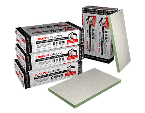 Утеплитель/Теплоизоляция LOGICPIR Prof СХМ/СХМ Г2 L-2385х1185х65, Технониколь, утеплитель PIR с обкладкой из стеклохолста